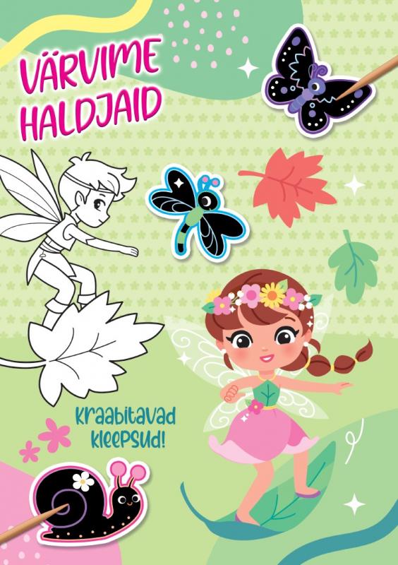 Colouring with scratch-off stickers. Fairies