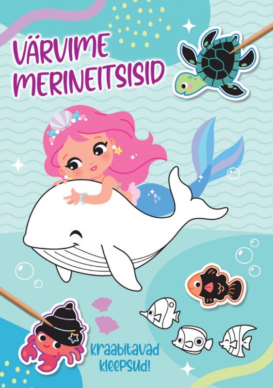 Colouring with scratch-off stickers. Mermaids