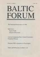 Baltic Forum. Fall 1988, volume 5, number 2