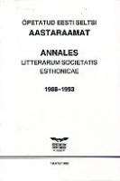 Õpetatud Eesti Seltsi aastaraamat. Annales Litterarum Societatis Esthonicae. 1988-1993