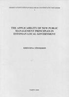 The applicability of new public management principles in Estonian local government