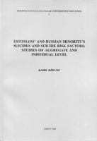 Estonians' and Russian minority's suicides and suicide risk factors: studies on aggregate and individual level