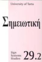 Sign Systems Studies. Trud?µ po znakov?µm sistemam. T?¶id m?¤rgis?¼steemide alalt 29.2