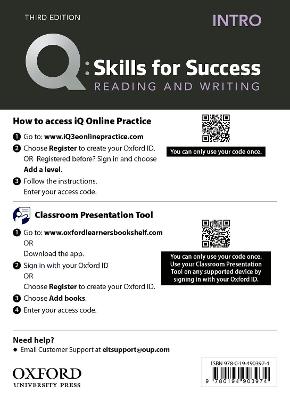 Q: Skills for Success: Intro Level: Reading and Writing Teacher's Access Card 3rd Revised edition