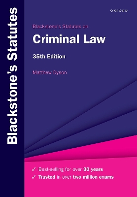 Blackstone's Statutes on Criminal Law 35th Revised edition