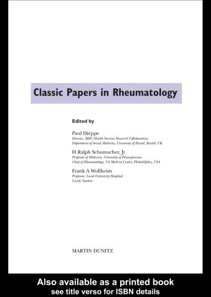Classic Papers in Rheumatology
