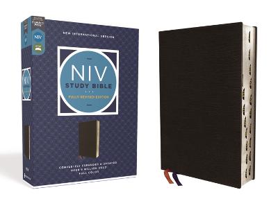 NIV Study Bible, Fully Revised Edition (Study Deeply. Believe  Wholeheartedly.), Bonded Leather, Black, Red Letter, Thumb Indexed, Comfort Print