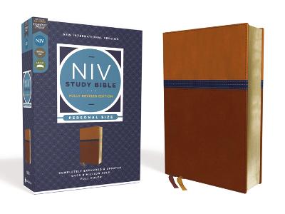 NIV Study Bible, Fully Revised Edition (Study Deeply. Believe  Wholeheartedly.), Personal Size, Leathersoft, Brown/Blue, Red Letter, Comfort Print
