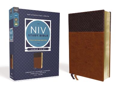 NIV Study Bible, Fully Revised Edition (Study Deeply. Believe  Wholeheartedly.), Large Print, Leathersoft, Brown, Red Letter, Comfort Print Large type / large print edition