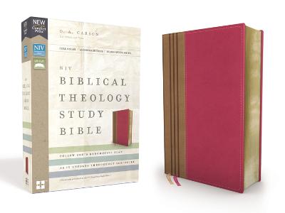 NIV, Biblical Theology Study Bible, Leathersoft, Pink/Brown, Comfort Print: Follow Gods Redemptive Plan as It Unfolds throughout Scripture