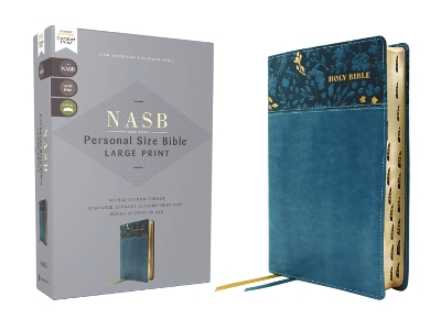 NASB, Personal Size Bible, Large Print, Leathersoft, Teal, Red Letter, 1995  Text, Thumb Indexed, Comfort Print