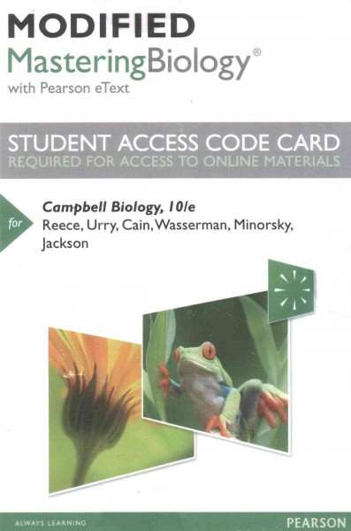Modified Mastering Biology with Pearson eText -- Standalone Access Card --  for Campbell Biology 10th edition