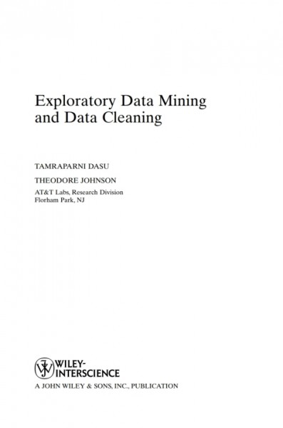 Exploratory Data Mining and Data Cleaning