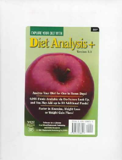 Diet Analysis Plus 2nd edition, Version 2.1 for DOS