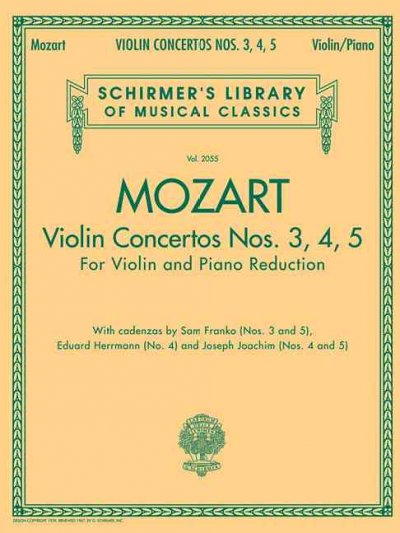 Violin Concertos Nos. 3, 4, 5 Violin and Piano Reduction