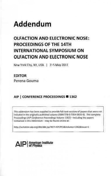 Oflaction & Electronic Nose Proceedings of the 14th Intl Symposium on  Oflaction & Electronic Nose: Addendum