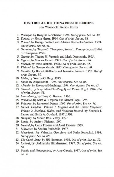 Historical Dictionary of Albania