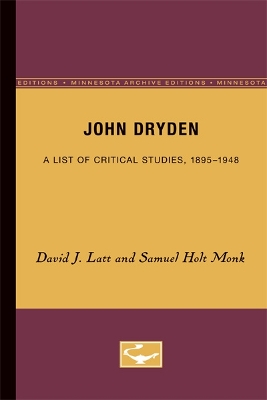 John Dryden: A List of Critical Studies, 1895-1948