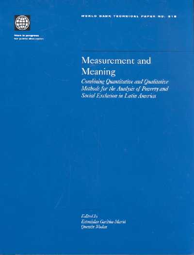 Measurement and Meaning: Combining Quantitative and Qualitative Methods for the Analysis of Poverty  and Social Exclusion in Latin America