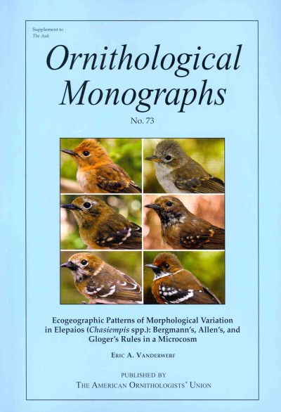 Ecogeographic Patterns of Morphological Variation in Elepaios (Chasiempis Spp): Bergmann's, Allen's, and Gloger's Rules in a Microcosm