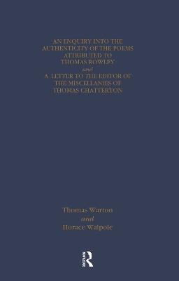 Thomas Chatterton: Early Sources and Responses