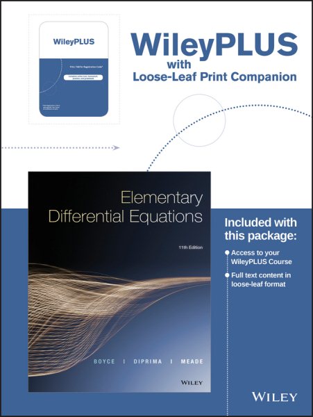 Elementary Differential Equations Wileyplus Registration Card plus Print Companion 11 PSC/LSL
