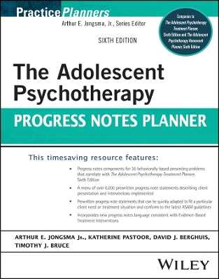 Adolescent Psychotherapy Progress Notes Planner 6th edition