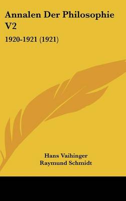 Annalen Der Philosophie V2: 1920-1921 (1921)