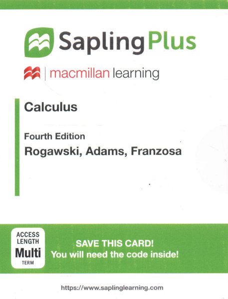 Saplingplus for Calculus: Late Transcendentals (Multi Term Access) 4th ed.