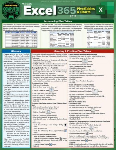 Excel 365 - Pivot Tables & Charts: a QuickStudy Digital Reference Guide