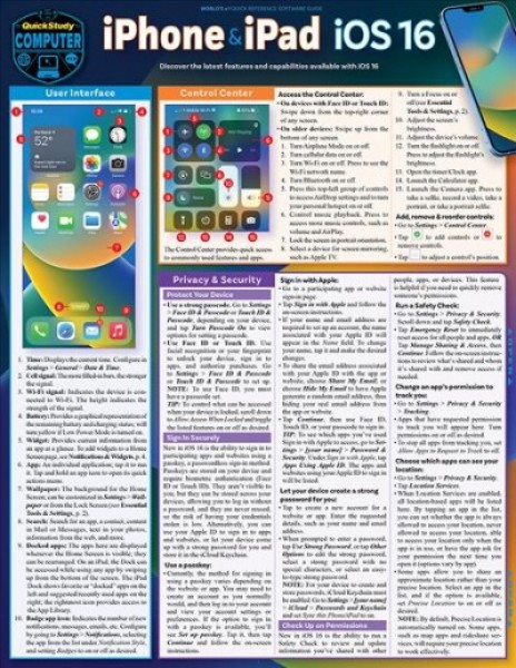 iPhone & iPad iOS 16: QuickStudy Reference Guide