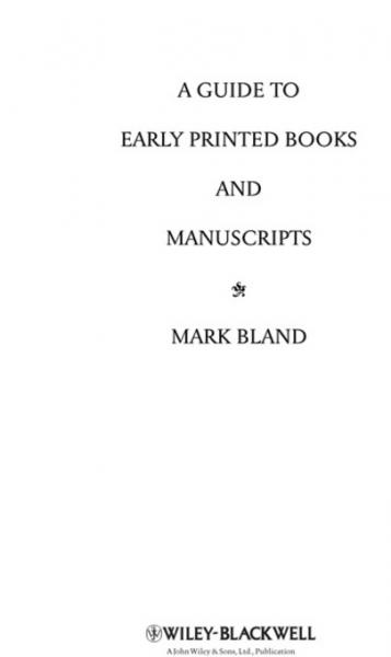 Guide to Early Printed Books and Manuscripts