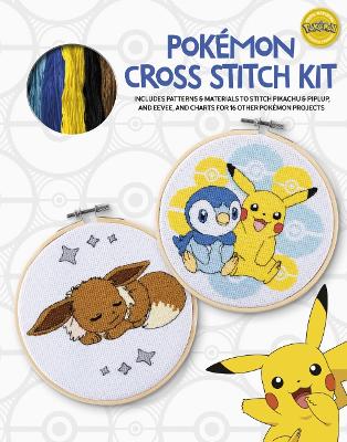 PokéMon Cross Stitch Kit: Includes Patterns and Materials to Stitch Pikachu & Piplup, & Evee, and  Charts for 16 Other PokéMon Projects