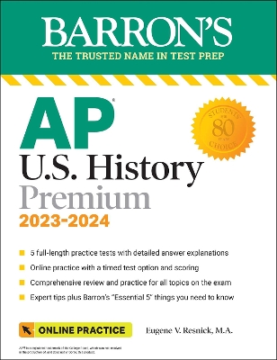AP U.S. History Premium, 2023-2024: Comprehensive Review with 5 Practice  Tests plus an Online Timed Test Option