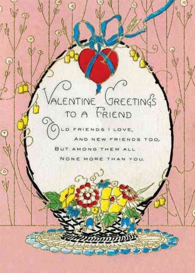 Basket of Flowers Valentine's Day Greeting Card