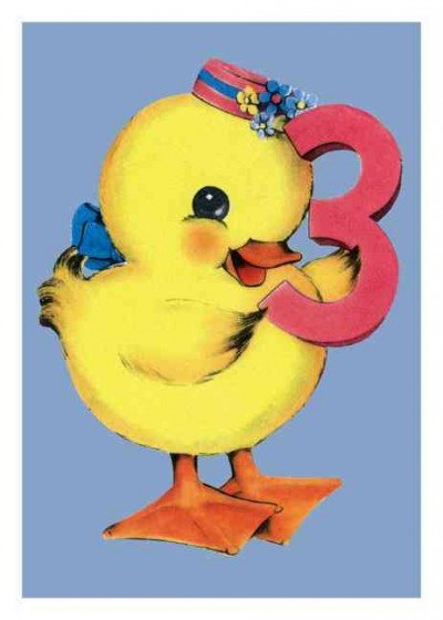 Duckling Third Birthday Card