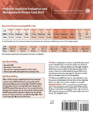 Pediatric Inpatient Evaluation and Management: Pocket Card 2023