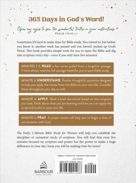 Daily 5-Minute Bible Study for Women: 365 Focused, Encouraging Readings
