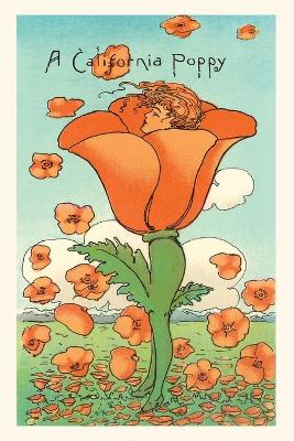 Vintage Journal Illustration of California Poppy Person
