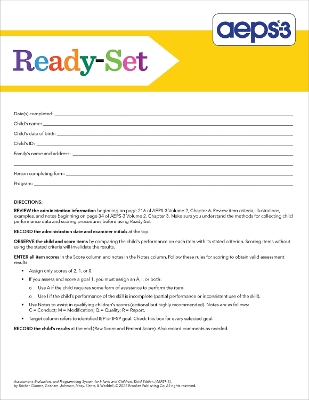 Assessment, Evaluation, and Programming System for Infants and Children  (AEPS®-3): Ready-Set