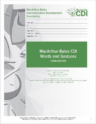 MacArthur-Bates Communicative Development Inventories (CDI) Words and  Gestures Forms: 8-18 Months Third Edition