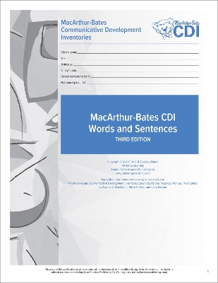MacArthur-Bates Communicative Development Inventories (CDI) Words and  Sentences Forms: 16-30 Months Third Edition