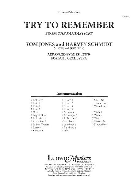 Try to Remember (from the Fantasticks): Conductor Score