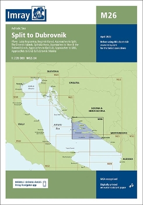 Imray Chart M26: Split to Dubrovnik 2023 New edition