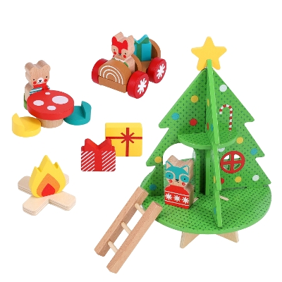Christmas Treehouse Wooden Play Set Bilingual edition
