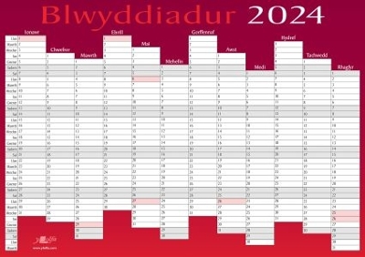 Blwyddiadur 2024 Welsh Wall Planner