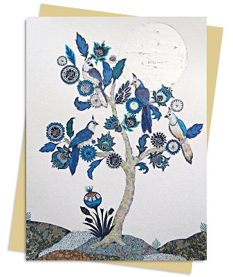 Alexandra Milton: Silver Tree of life with Four White-throated Magpies  Greeting Card Pack: Pack of 6 Pack of 6