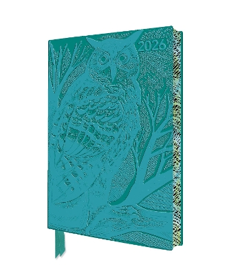 Angela Harding: Long Eared Owl 2026 Artisan Art Vegan Leather Diary Planner  - Page to View with Notes