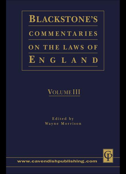 Blackstone's Commentaries on the Laws of England Volumes I-IV