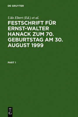 Festschrift fÃ¼r Ernst-Walter Hanack zum 70. Geburtstag am 30. August 1999